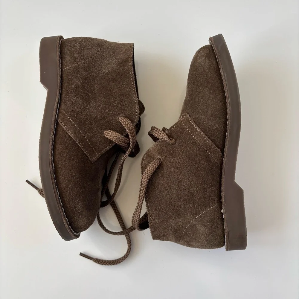 Crewcuts J.Crew Factory Boys Calvert Boot Chukkas Brown Leather Size 12, EUC